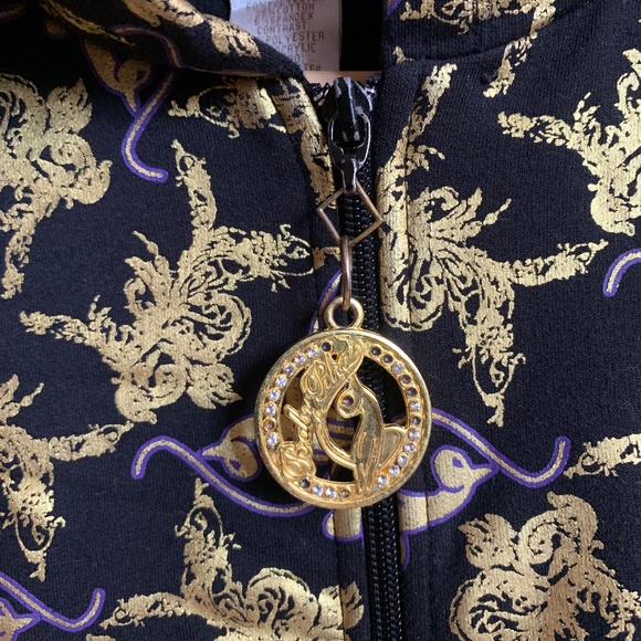 VINTAGE BABY PHAT HOODED DRESS GOLD BLACK 2000'S - Picture 5 of 8